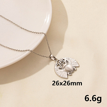 304 Stainless Steel Insects Pendant Necklace, Cable Chain Necklaces