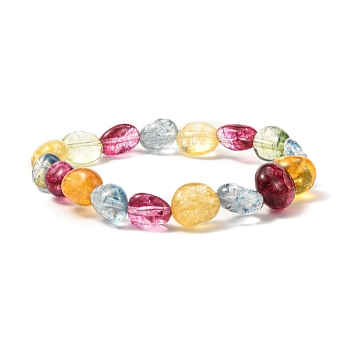 Natural Quartz Free Form Beads Stretch Bracelet for Kid, Colorful, Inner Diameter: 1-7/8 inch(4.7cm), Beads: 8~12x6~10x5~8.5mm