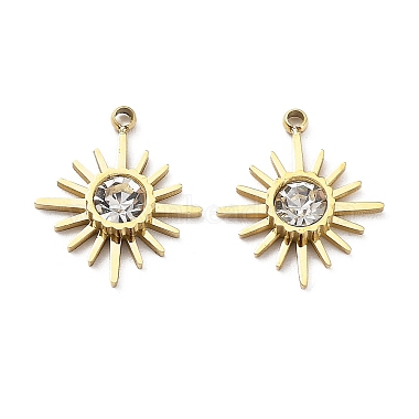 Real 18K Gold Plated Clear Sun Stainless Steel+Glass Charms
