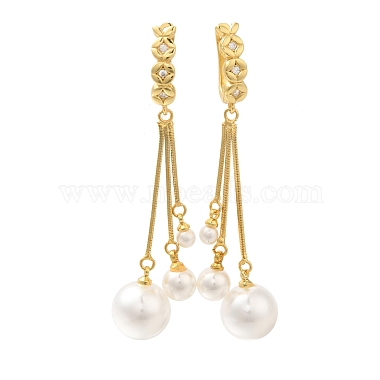 White Round Brass Earrings