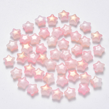 9mm Pink Star Glass Beads