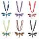 6Pcs 6 Colors Alloy Enamel Butterfly Pendant Necklaces Set with Rhinestone(NJEW-FI0001-06)-1