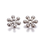 CCB Plastic Spacer Beads, Snowflake, Flower, Antique Silver, 7x2mm, Hole: 1.5mm(CCB-K003-40AS)