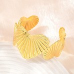 Brass Cuff Bangles, Heart Bangles for Women, Cadmium Free & Lead Free, Long-Lasting Plated, Rack Plating, Real 18K Gold Plated, Inner Diameter: 2.28 inch(5.8cm)(KK-A305-01G)