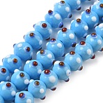 Handmade Bumpy Lampwork Beads Strands, Round, Deep Sky Blue, 11.5x11.5x8.5mm, Hole: 1.4mm, about 45pcs/strand, 13.74''~14.13"(34.9~35.9cm)(LA-CBA05D6-01)