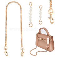WADORN 3Pcs 3 Style ABS Plastic Imitation Pearl & Iron Curb Chain Bag Handles, Golden, 13.5~60cm, 1pc/style(DIY-WR0002-70B)