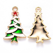 Alloy Enamel Pendants, for Christmas, Christmas Tree with Star, Light Gold, Colorful, 27x16x2.5mm, Hole: 2mm(ENAM-S121-100)