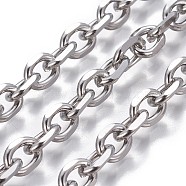 304 Stainless Steel Cable Chains, Diamond Cut Chains, Unwelded, Stainless Steel Color, 8x6x1.5mm(CHS-P007-27P-01)
