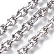 Tarnish Resistant 304 Stainless Steel Cable Chains, Diamond Cut Chains, Unwelded, Stainless Steel Color, 8x6x1.5mm(CHS-P007-27P-01)