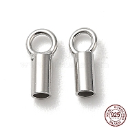 Rhodium Plated 925 Sterling Silver Cord Ends, End Caps, Column, Platinum, 7x3x2mm, Hole: 1.8mm, Inner Diameter: 1.5mm(STER-P055-01B-P)