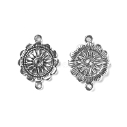 Tibetan Style Alloy Connector Rhinestone Settings, Connector Charms, Flower, Antique Silver, Fit for 2.5mm Rhinestone, 28x21x3mm, Hole: 1.8mm(FIND-WH0110-047)