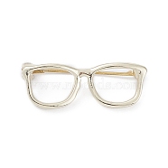 Alloy Eyeglasses Frame Brooch Pin, Badge for Backpack Clothes, Light Gold, 31.5~33x12x6.5~8mm(JEWB-M027-03LG)