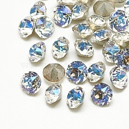 Pointed Back Glass Rhinestone Cabochons, Back Plated, Faceted, Diamond, Moonlight, 6x5.5mm(RGLA-T110-6mm-001MO)