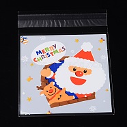 Rectangle OPP Cellophane Bags for Christmas, with Santa Claus Pattern, Colorful, 13x9.9cm, Unilateral Thickness: 0.035mm, Inner Measure: 9.9x9.9cm, about 95~100pcs/bag(OPC-L001-38)