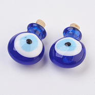 Handmade Lampwork Perfume Bottle Pendants, Essential Oil Bottle, Evil Eye, Blue, 29.5~30mm, Hole: 5~5.5mm, Bottle Capacity: 0.5~1ml(0.017~0.03 fl. oz)(X-LAMP-P044-H05)