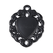 Rack Plating Alloy Enamel Pendants, Cadmium Free & Nickel Free & Lead Free, Heart Charm, Black, 30x22.5x2mm, Hole: 2mm(PALLOY-F018-23EB-02)