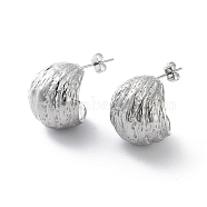 304 Stainless Steel Round Stud Earrings, Half Hoop Earrings, Stainless Steel Color, 19x18mm(EJEW-D095-04P)