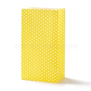 Rectangle Kraft Paper Bags, None Handles, Gift Bags, Polka Dot Pattern, Yellow, 13x8x24cm(CARB-K002-02B-09)