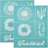 Self-Adhesive Silk Screen Printing Stencil, for Painting on Wood, DIY Decoration T-Shirt Fabric, Turquoise, Flower Pattern, 28x22cm(DIY-WH0173-021-T)