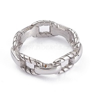 Tarnish Resistant Unisex 304 Stainless Steel Finger Rings, Wide Band Rings, Curb Chain Shape, Stainless Steel Color, US Size 6~9(16.2~18.9mm), 6.5mm(RJEW-K233-03-P)