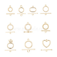22 Sets 11 Style Alloy Toggle Clasps, Ring & Heart & Rounded Rectangle, Golden, 2set/style(FIND-PJ0001-10)