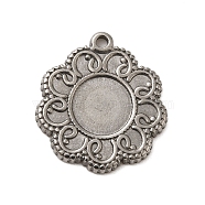 304 Stainless Steel Pendant Cabochon Settings, Flower Charm, Stainless Steel Color, 20x18.5x2mm, Hole: 1.5mm(STAS-G344-06P)