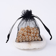 Organza Gift Bags with Drawstring, Jewelry Pouches, Wedding Party Christmas Favor Gift Bags, Black, 9x7cm(OP-R016-7x9cm-18)