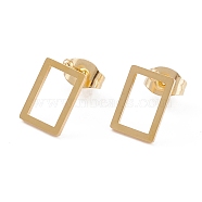 304 Stainless Steel Stud Earrings, Rectangle, Golden, 10x7mm, Pin: 0.7mm, 12pair/card(EJEW-Z012-04G)