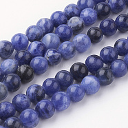 Natural Sodalite Bead Strands, Round, Grade A, 6~6.5mm, Hole: 1mm, about 60pcs/strand, 14.9 inch(38cm)(G-G735-58-6mm-A)