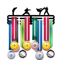 Fashion Iron Medal Hanger Holder Display Wall Rack, with Screws, Sports Theme, Karate, Human Pattern, 150x400mm(ODIS-WH0021-249)