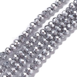 Opaque Glass Beads Strands, Faceted, Rondelle, Slate Gray, 8x6mm, Hole: 1mm, about 98pcs/strand, 24.02''(61cm)(GLAA-H022-01A-10)