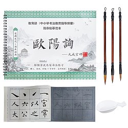 Elite 1 Book Chinese Calligraphy Brush Water Writing Magic Cloth Manuscript of Calligrapher, with 1Pc Spoon Shape Ink Tray Containers and 3Pcs 3 Styles Brushes Pen, Mixed Color, , 96~290x44~295x11.5~20mm(AJEW-PH0004-92B)