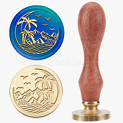 Wax Seal Stamp Set, Sealing Wax Stamp Solid Brass Head,  Wood Handle Retro Brass Stamp Kit Removable, for Envelopes Invitations, Gift Card, Tree, 83x22mm, Stamps: 25x14.5mm(AJEW-WH0208-1197)