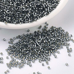 MIYUKI Delica Beads, Cylinder, Japanese Seed Beads, 11/0, (DB0048) Silver-Lined Grey, 1.3x1.6mm, Hole: 0.8mm, about 20000pcs/bag, 100g/bag(SEED-J020-DB0048)