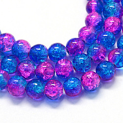 Baking Painted Transparent Crackle Glass Round Bead Strands, Royal Blue, 4.5~5mm, Hole: 1mm, about 210pcs/strand, 31.4 inch(X-DGLA-Q018-4mm-49)