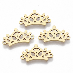 201 Stainless Steel Links connectors, Laser Cut, Crown, Golden, 10.5x18x1mm, Hole: 1.4mm(STAS-R104-037G)