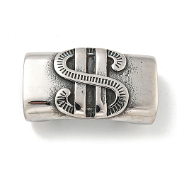 Tibetan Style 304 Stainless Steel Slide Charms/Slider Beads, for Leather Cord Bracelets Making, Rectangle, Antique Silver, 15x27x9mm, Hole: 13x6mm(STAS-L274-005AS-01)