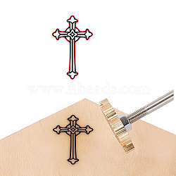Stamping Embossing Soldering Brass with Stamp, for Cake/Wood, Cross Pattern, 40mm(AJEW-WH0123-022)