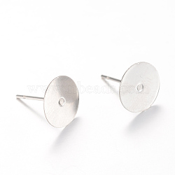 Tarnish Resistant 304 Stainless Steel Stud Earring Findings, Stainless Steel Color, 4mm, Pin: 0.8mm(X-STAS-T007-4mm-01)