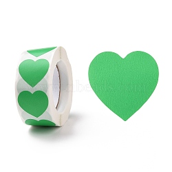 Heart Paper Stickers, Adhesive Labels Roll Stickers, Gift Tag, for Envelopes, Party, Presents Decoration, Lime Green, 25x24x0.1mm, 500pcs/roll(DIY-I107-01H)