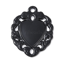 Rack Plating Alloy Enamel Pendants, Cadmium Free & Nickel Free & Lead Free, Heart Charm, Black, 30x22.5x2mm, Hole: 2mm(PALLOY-F018-23EB-02)