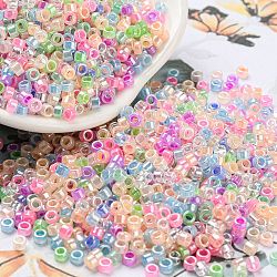 Electroplate Transparent Glass Seed Beads, Ceylon, Cylinder, Colorful, 2.5x1.6mm, Hole: 1.4mm, about 50398pcs/pound(SEED-S042-16A-09)