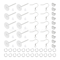 Unicraftale DIY Earring Making Finding Kit, Including 304 Stainless Steel Stud Earring Settings & Ear Nuts & Jump Rings, 316 Surgical Stainless Steel Earring Hooks, Plastic Ear Nuts, Stainless Steel Color, 1400Pcs/box(DIY-UN0004-92)