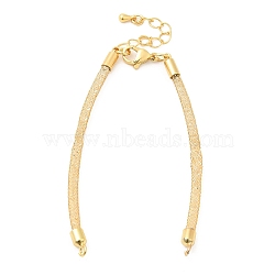 Brass Mesh Chain Link Bracelet Making, with Rhinestone & Lobster Claw Clasp, Fits for Connector Charms, Gold, 4-5/8~6-5/8 inch(16.6~16.9cm), Hole: 2mm(DIY-B066-01G-01)