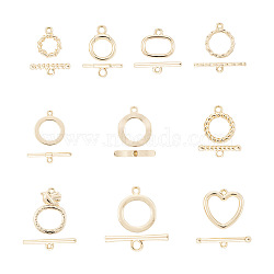 22 Sets 11 Style Alloy Toggle Clasps, Ring & Heart & Rounded Rectangle, Golden, 2set/style(FIND-PJ0001-10)