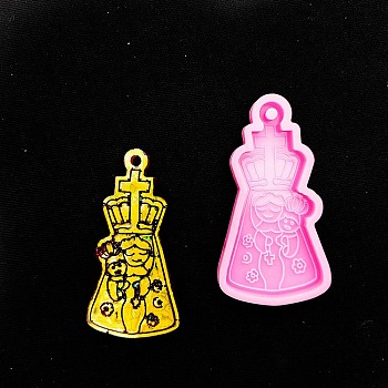 Mother's Day Mother Hug Baby Silicone Statue Pendant Molds, for Portrait Sculpture UV Resin, Epoxy Resin Jewelry Making, Flamingo, 74x40x7mm, Hole: 3.8mm, Inner Diameter: 69x35mm