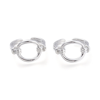Brass Cuff Rings, Open Rings, Ring Shape, Real Platinum Plated, Size 7, Inner Diameter: 17mm
