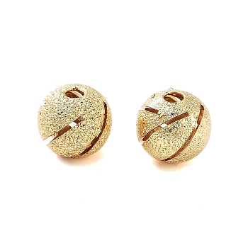 Texture Brass Beads, Cadmium Free & Lead Free, Matte Gold Color, Round, 8x7.5mm, Hole: 1.8mm