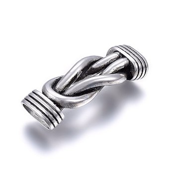 304 Stainless Steel Links connectors, For Leather Cord Bracelets Jewelry Making, Antique Silver, 43x15x8.5mm, Hole: 6x12mm