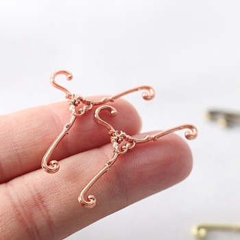 Alloy Doll Clothes Hangers, for Doll Clothing Outfits Hanging Supplies, Rose Gold, 20x40mm